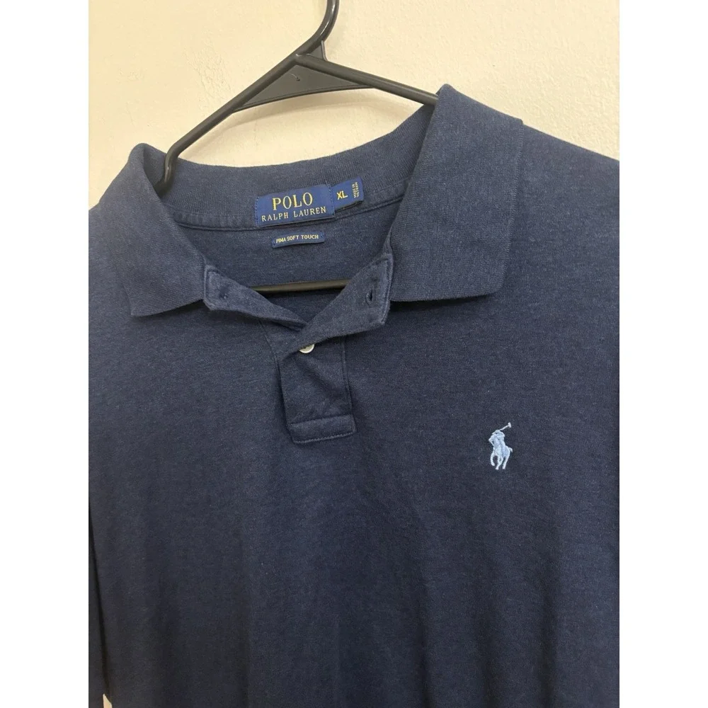 Polo Ralph Lauren Mens XL Polo Shirt Navy Blue Pima Soft Touch Pony Short Sleeve